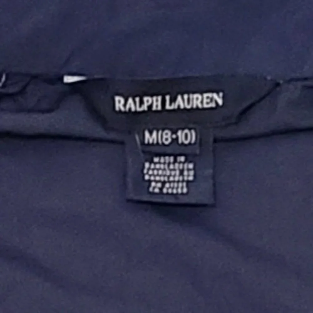 Ralph Lauren Girls Navy Packable Raincoat M 10/12 Water Repellent Zip Jacket